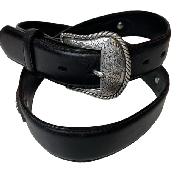 Larry Mahan Black Leather Western Belt Size 38